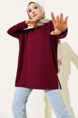Kalp Detaylı Basic Tunik Bordo thumbnail 1