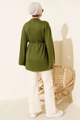 Loyşa Geniş Kollu İp Kuşaklı Tunik Haki thumbnail 3
