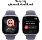 Apple Watch Seri 11  46 mm Gümüş rengi Alüminyum kasa ve Sis moru Spor kordon - S/m thumbnail 7