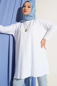 Yan Yırtmaçlı Basic Tunik Beyaz thumbnail 1