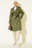 Tek Omuz Apoletli Kruvaze Trençkot Haki thumbnail 1