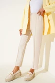 Dar Paça Bel Lastikli Çımalı Pantolon Bej thumbnail 1