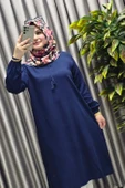 Kadın Tesettür Giyim Büyük Beden Tek Renk İpli Tunik thumbnail 12