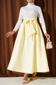 Kendinden Kuşaklı Kloş Etek Sarı thumbnail 1