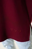 Kalp Detaylı Basic Tunik Bordo thumbnail 4