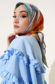 Karışık Ebruli Eşarp Lacivert thumbnail 1