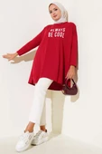 Always Be Cool Baskılı Tunik Bordo thumbnail 2