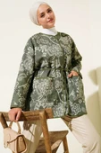 Retro Desen Kapitone Ceket Haki thumbnail 1
