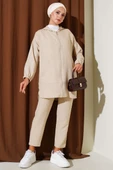Fermuarlı Kapüşonlu Basic İkili Takım Bej thumbnail 1
