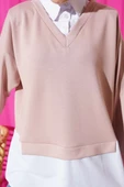 Gömlek Yakalı Granili Tunik Pudra thumbnail 4