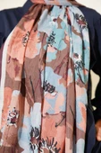 Çiçek Desenli Soft Bambu Kraş Şal Acı Kahve thumbnail 4