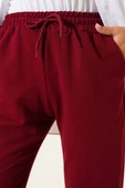Bel Ve Bilek Lastikli Jogger Pantolon Bordo thumbnail 4