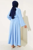 Ters Dikiş Detaylı Etekli İkili Takım Mavi thumbnail 3