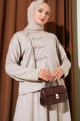 Loyşa Brit Düğmeli Etekli İkili Takım Taş thumbnail 2