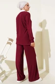 Gömlek Yaka Fitilli Salaş İkili Takım Bordo thumbnail 3