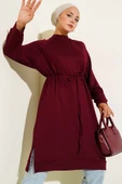 Loyşa İp Kuşaklı Uzun Tunik Bordo thumbnail 2