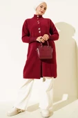 Metal Düğmeli Sakallı Hırka Bordo thumbnail 2