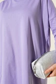 Yan Yırtmaçlı Basic Tunik Lila thumbnail 4