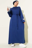 Loyşa Kol Armalı İp Kuşaklı Elbise Lacivert thumbnail 1
