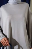 Loyşa Düşük Omuz Basic Tunik Gri thumbnail 4