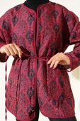 Retro Desen Kapitone Ceket Bordo thumbnail 4