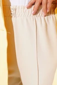 Dar Paça Bel Lastikli Çımalı Pantolon Bej thumbnail 4