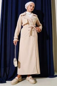 Parça Detaylı Bilek Kemerli Trençkot Bej thumbnail 1