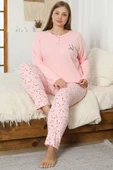Çiçek Desen Fitilli Büyük Beden Pijama Takımı Yavru Ağzı thumbnail 2