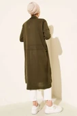 Yandan Dikişli Bağcıklı Hırka Haki thumbnail 3