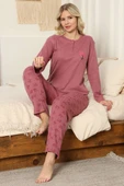 Çiçekli Fitilli Pijama Takımı Gül Kurusu thumbnail 2