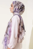 Lilyum Desen Ebruli Şal Lila thumbnail 3