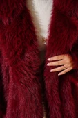 Düğmesiz Astarlı Kürk Bordo thumbnail 4