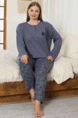 Desenli Büyük Beden Pijama Takımı Füme thumbnail 2