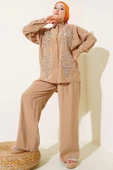 Boncuk İşlemeli Salaş İkili Takım Latte thumbnail 2