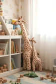Peluş Zürafa 2’li Set Büyük ve Orta Boy Uyku Arkadaşı Dekoratif Hediyelik Oyuncak - 1