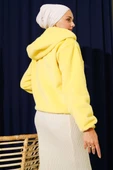 Kapüşonlu Kısa Kaşe Ceket Sarı - 3