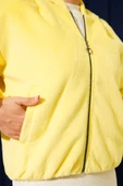 Kapüşonlu Kısa Kaşe Ceket Sarı - 4