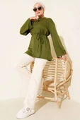 Loyşa Geniş Kollu İp Kuşaklı Tunik Haki thumbnail 2