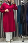 Kadın Tesettür Giyim Büyük Beden Tek Renk İpli Tunik thumbnail 1