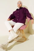 Metal Çıtçıtlı Ceket Mor thumbnail 2