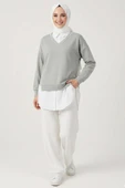 Gömlek Yakalı Granili Tunik Gri thumbnail 2
