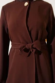 Tek Düğmeli Kuşaklı Dabıl İkili Takım Acı Kahve thumbnail 4