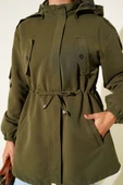 Bel Tünelli Kapüşonlu Trençkot Haki thumbnail 4
