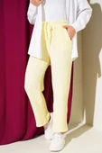 Beli Lastikli Gofre Pantolon Sarı thumbnail 2