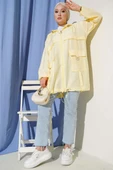 Çift Cepli Kapüşonlu Kap Sarı thumbnail 2