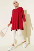 Yan Yırtmaçlı Basic Tunik Bordo thumbnail 2
