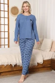 Desen Fitilli Pijama Takımı İndigo thumbnail 2