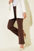 Çımalı Bel Düğmeli Pantolon Kahve thumbnail 1