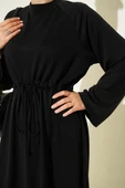 Loyşa Bel Tünel Detaylı Elbise Siyah - 4