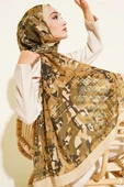 Kamuflaj Desenli Bambu Kraş Şal Latte -14 thumbnail 1